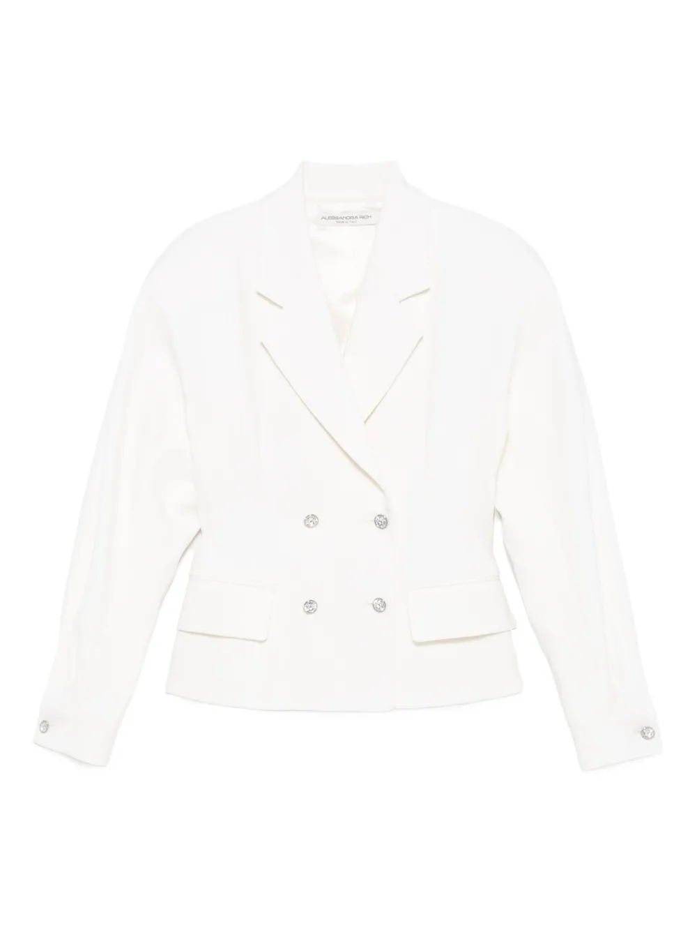 Alessandra Rich crystal-embellished double-breasted jacket Wit