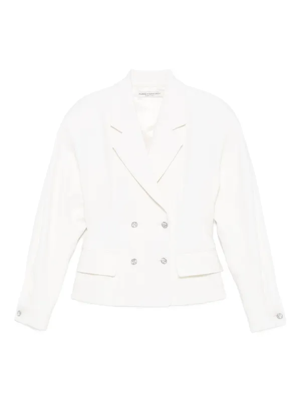 Alessandra Rich Crystal-embellished Double-breasted Jacket in White