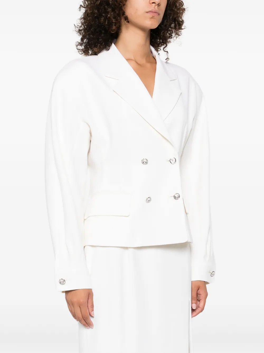 Alessandra Rich crystal-embellished double-breasted jacket Wit