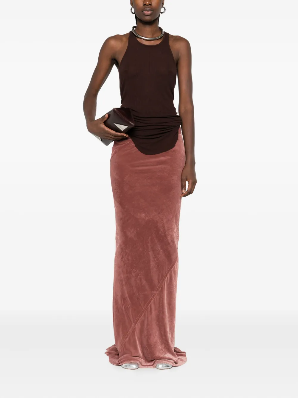 Rick Owens ribbed-waistband fishtail skirt Roze