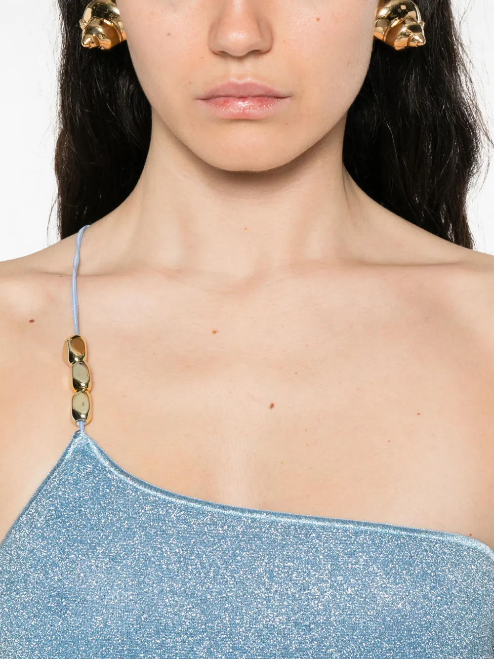 Oséree chain-embellished one-shoulder dress Blauw