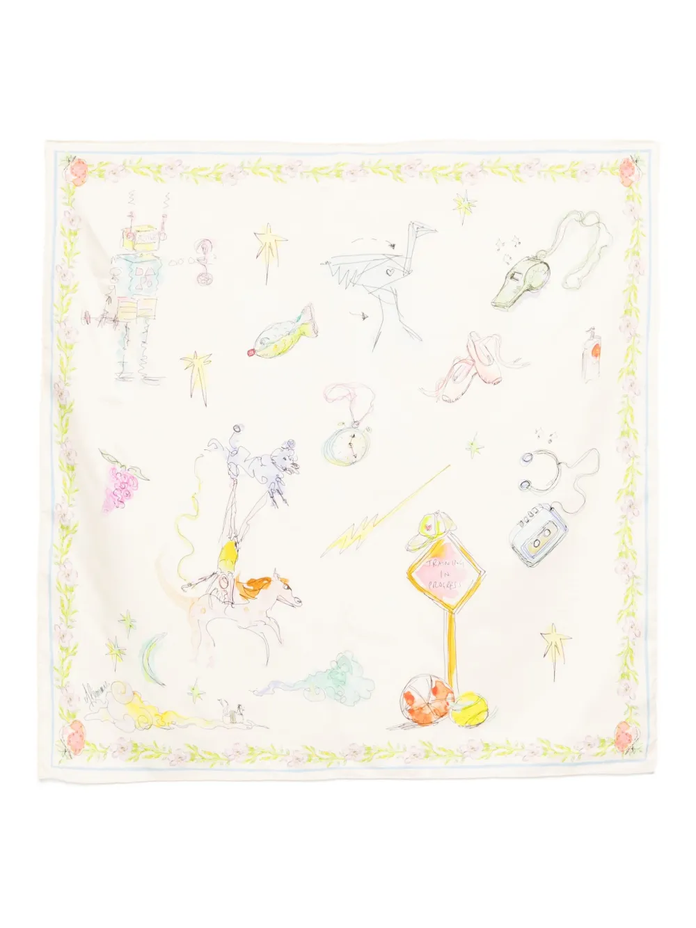 ALEMAIS Court silk scarf | Neutrals | Image 1
