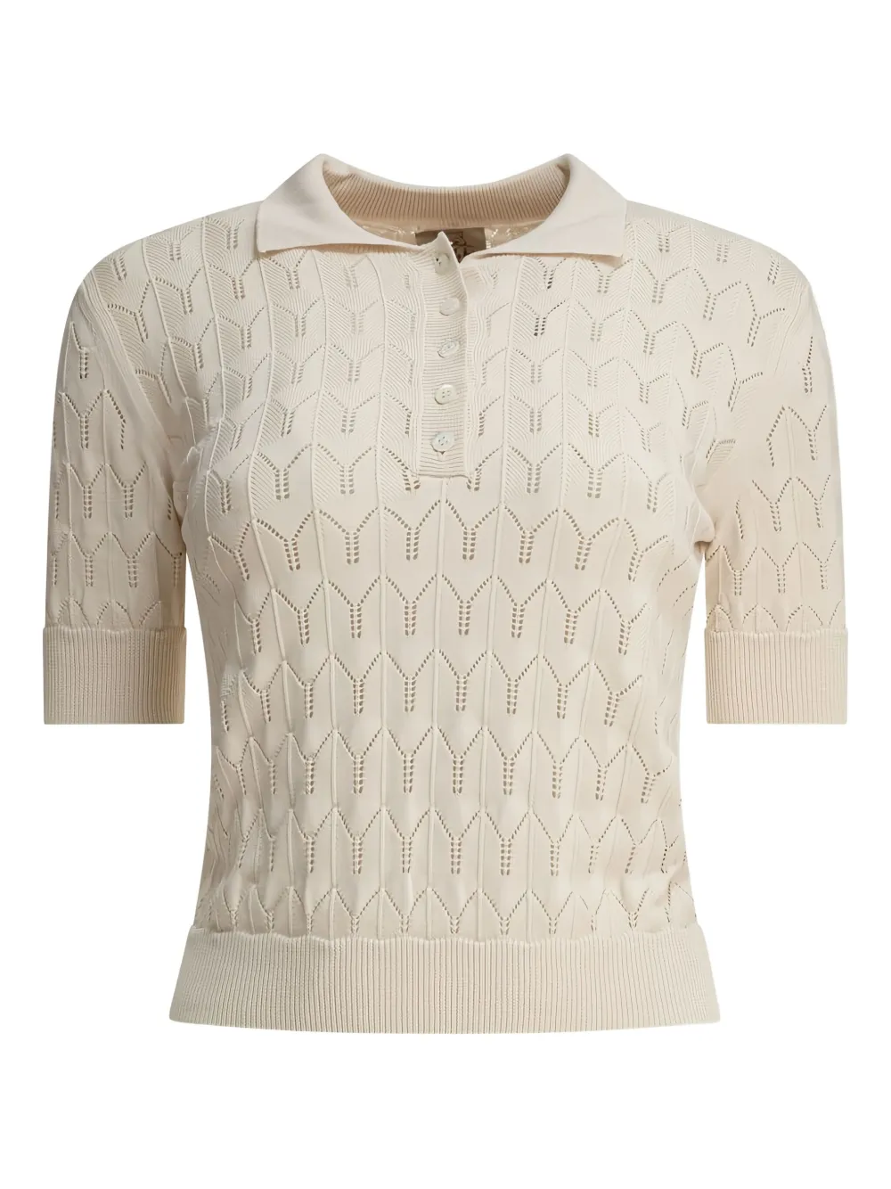 RAKKI chevron-pattern polo top | Neutrals | Image 1