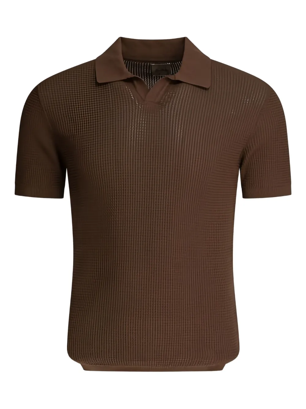 RAKKI waffle-knit polo shirt | Brown | Image 1