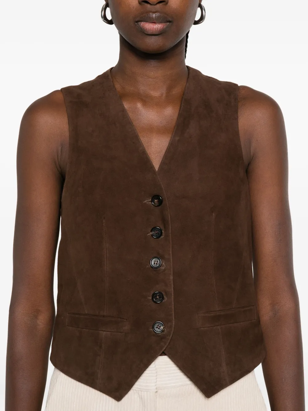 Giuseppe Di Morabito Suède gilet met knoopsluiting Bruin