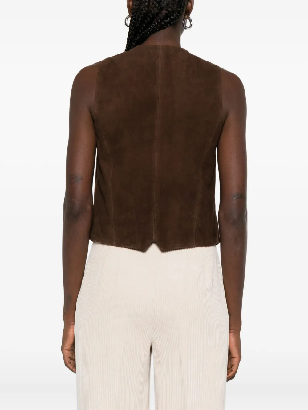 Giuseppe Di Morabito Suède gilet met knoopsluiting Bruin