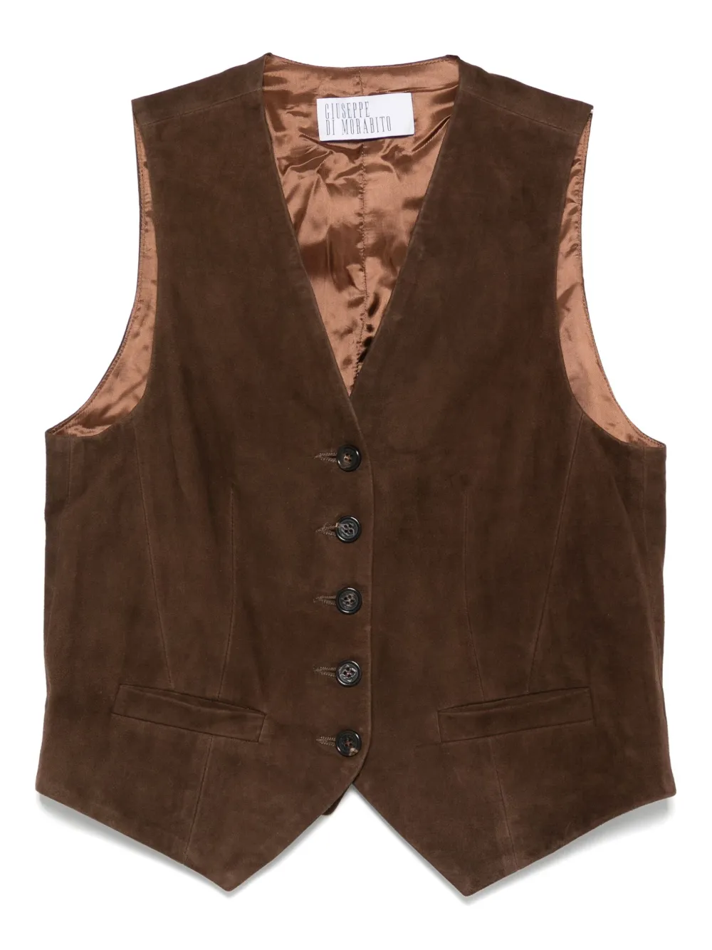 Giuseppe Di Morabito Suède gilet met knoopsluiting Bruin