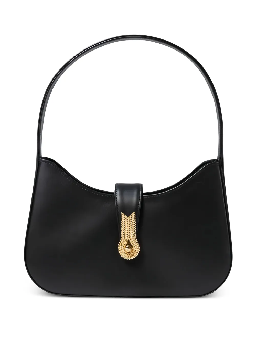 embellished-clasp leather shoulder bag
