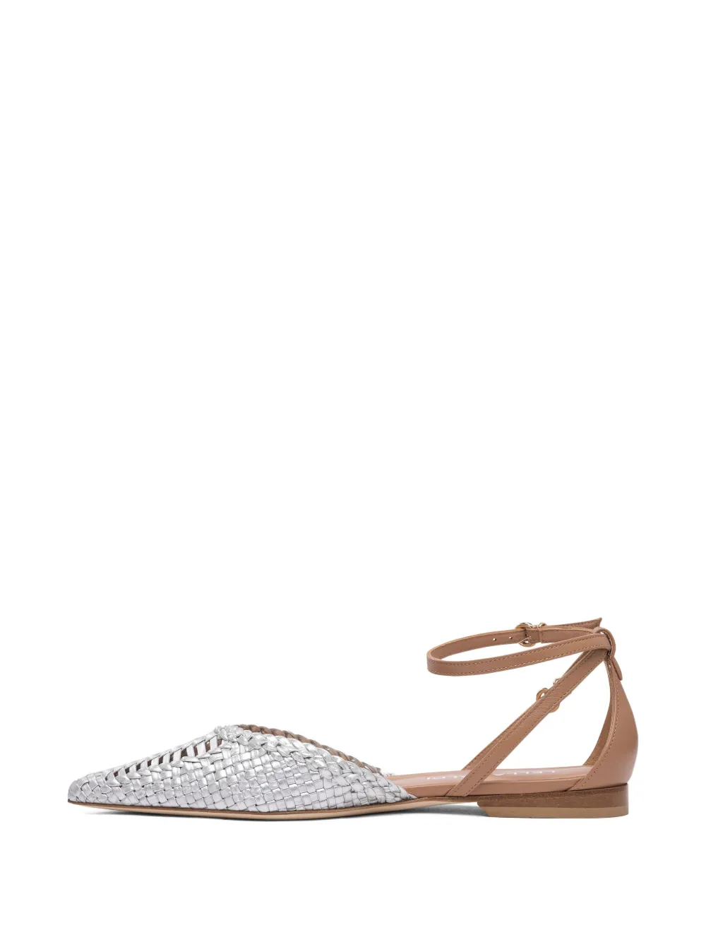 Lella Baldi woven leather ankle-strap pumps Silver