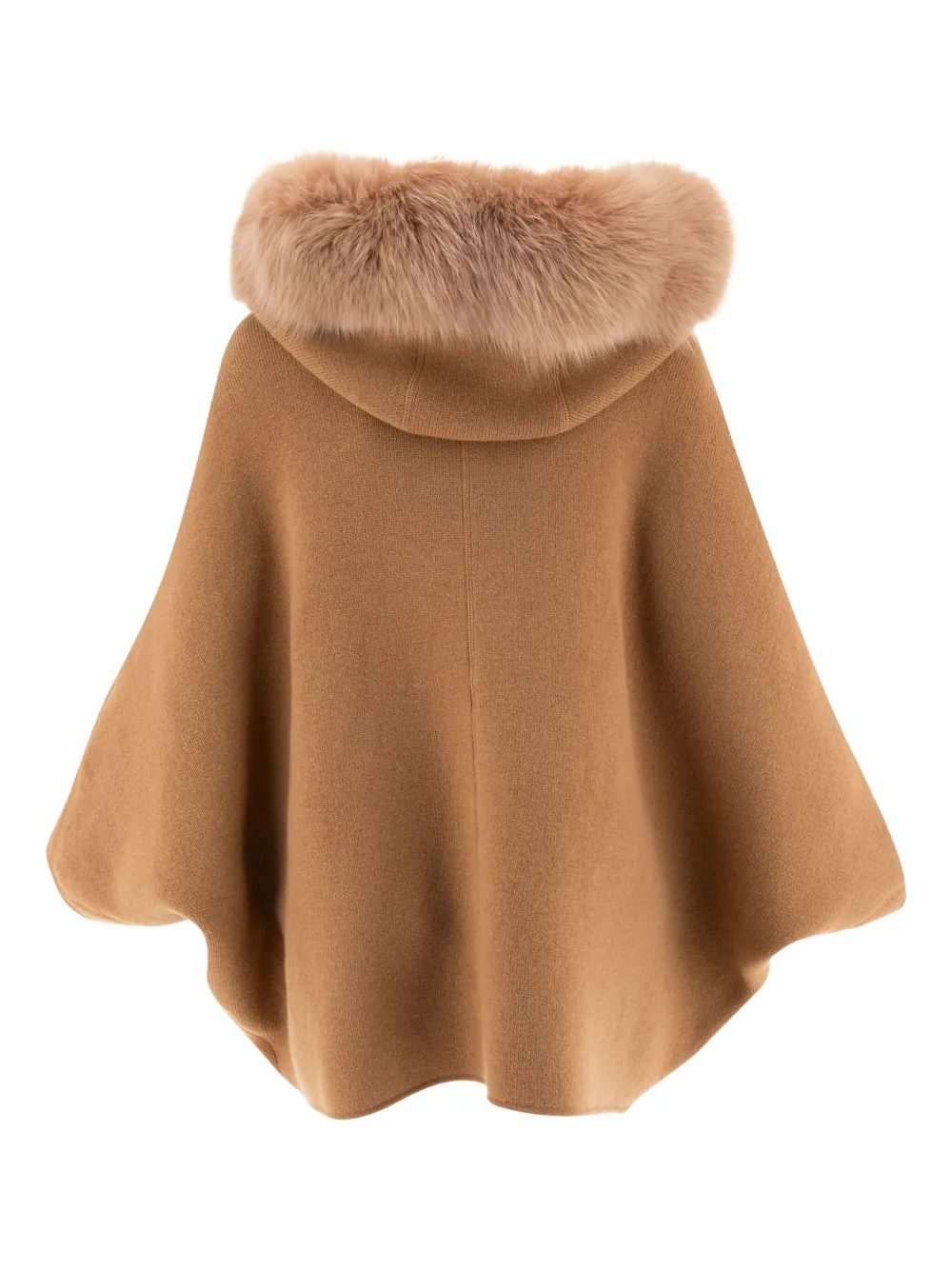 GIOVI fox-trimmed hooded poncho Beige