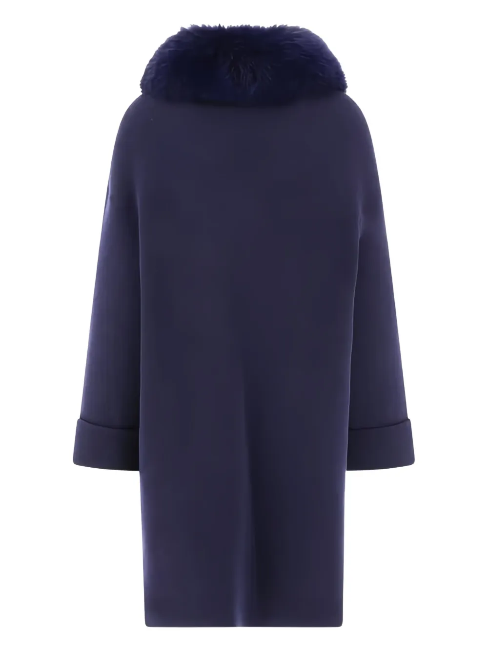 GIOVI fur-collar wool coat Blauw