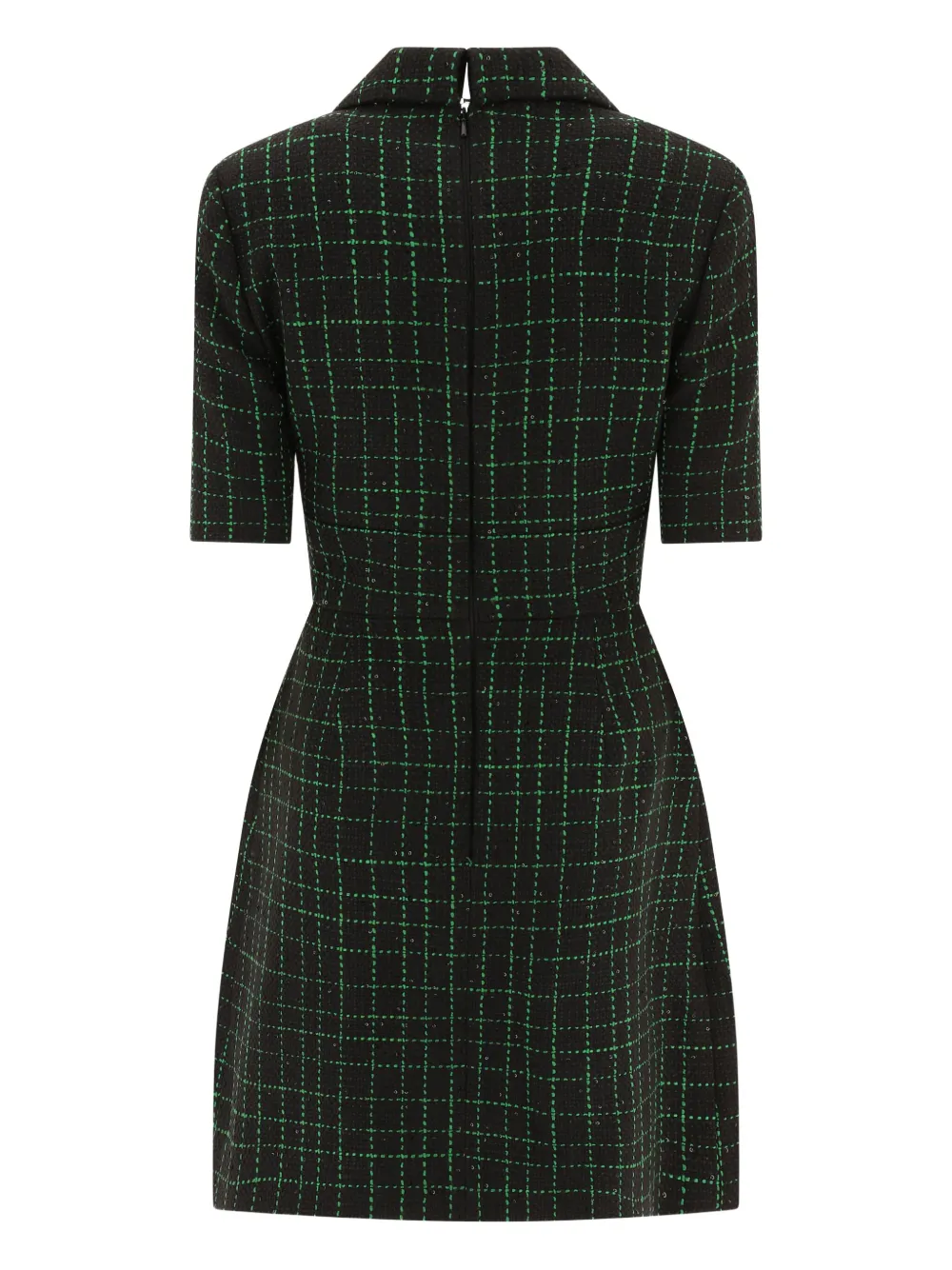 Elie Saab Geruite tweed mini-jurk - Zwart