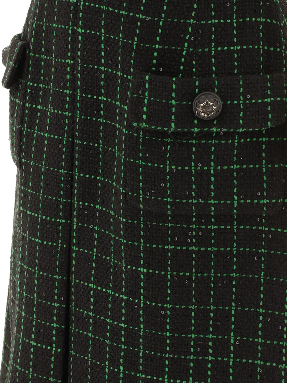 Elie Saab Geruite tweed mini-jurk Zwart