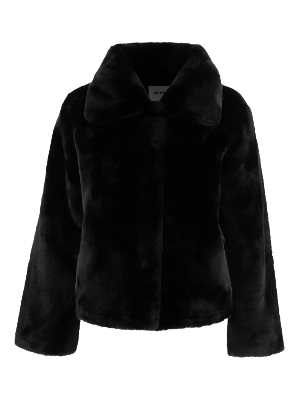 Apparis wide-lapel faux-fur jacket Zwart