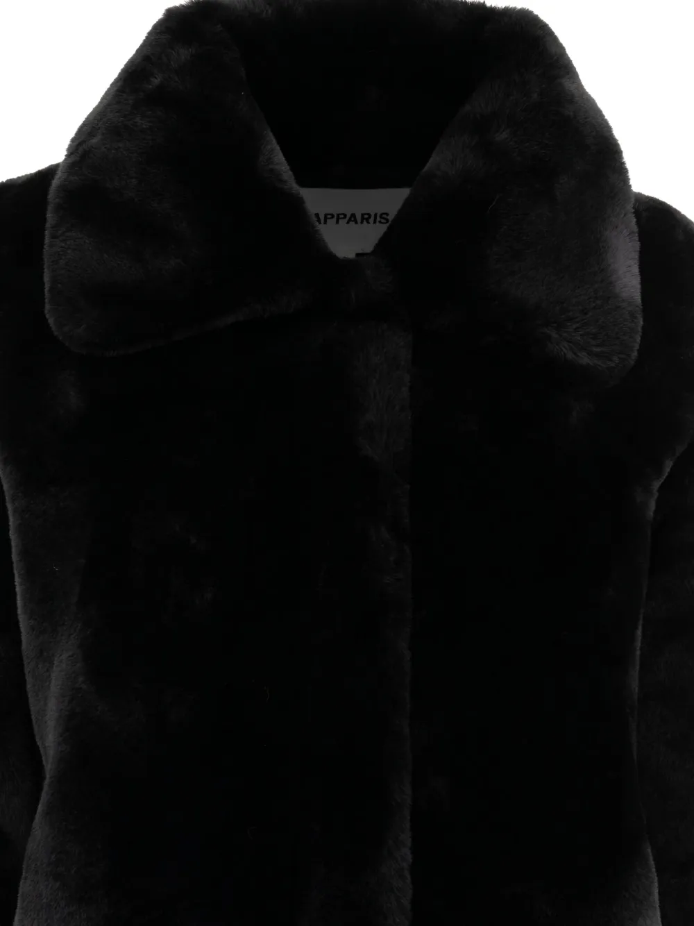 Apparis wide-lapel faux-fur jacket Zwart
