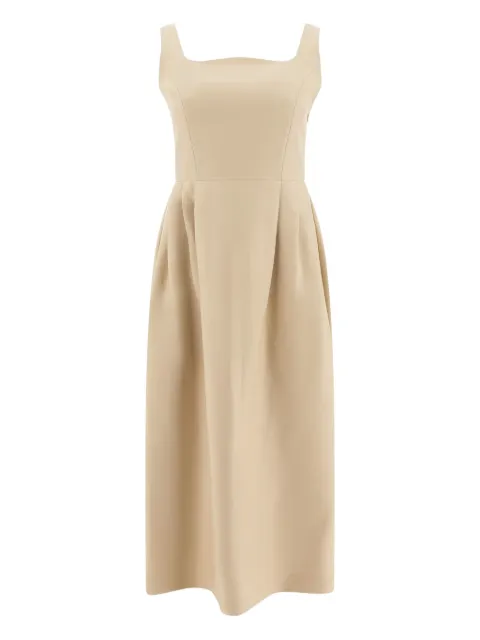 SANDBEIGE square-neck pleated dress