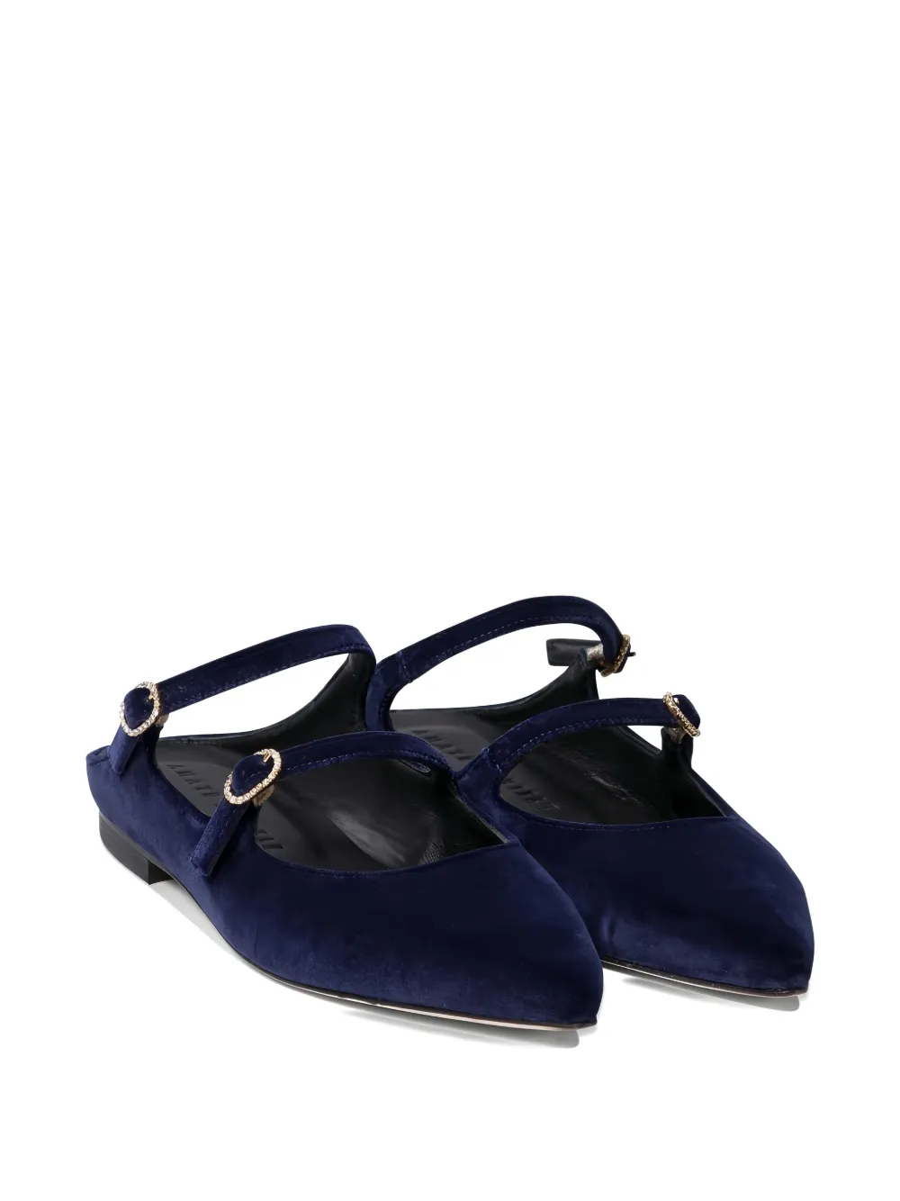 Amato Daniele Velvet Buckled Mules In Blue