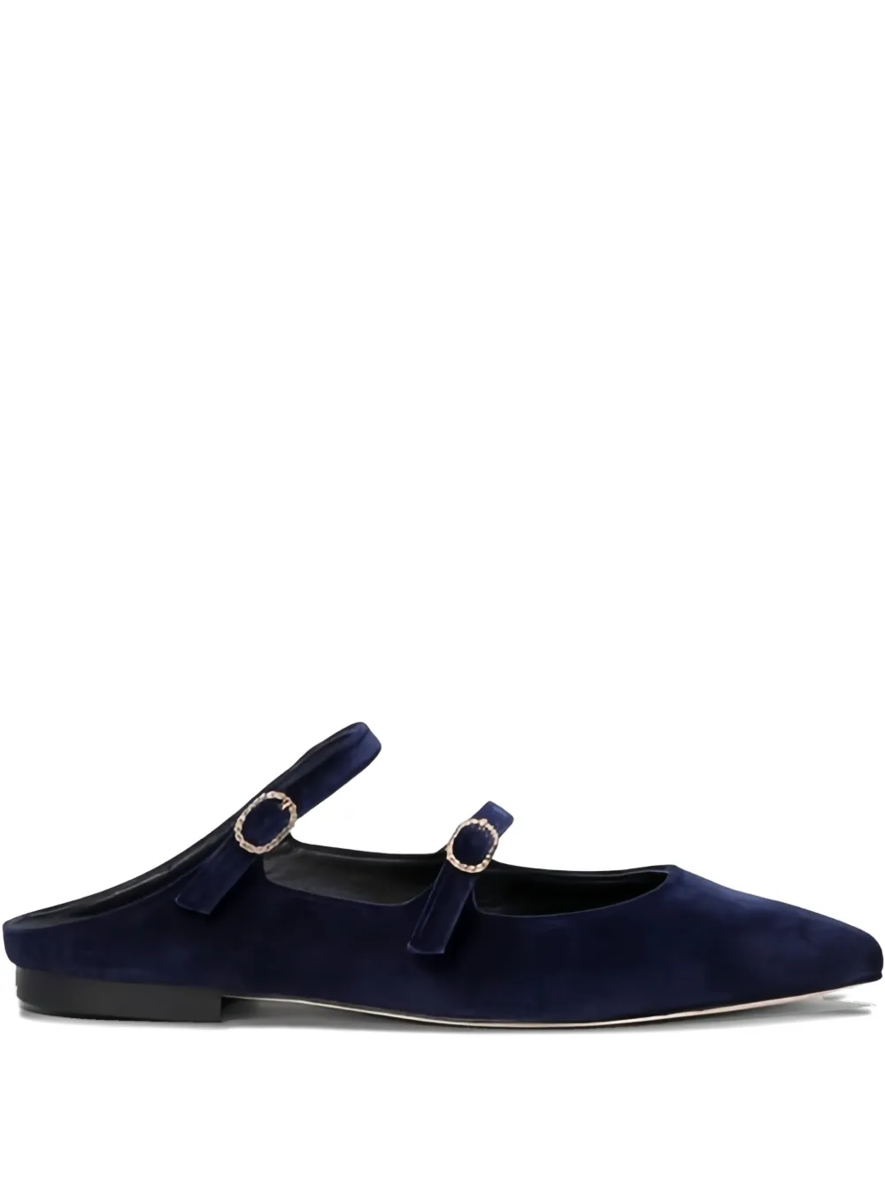 Amato Daniele Velvet Buckled Mules In Blue