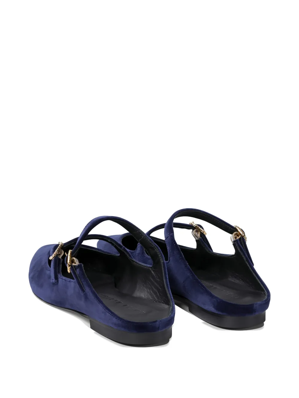 Amato Daniele Velvet Buckled Mules In Blue