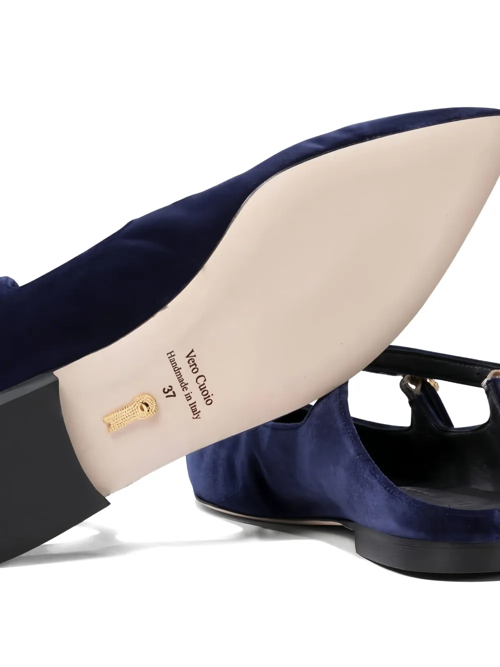 Amato Daniele Velvet Buckled Mules In Blue