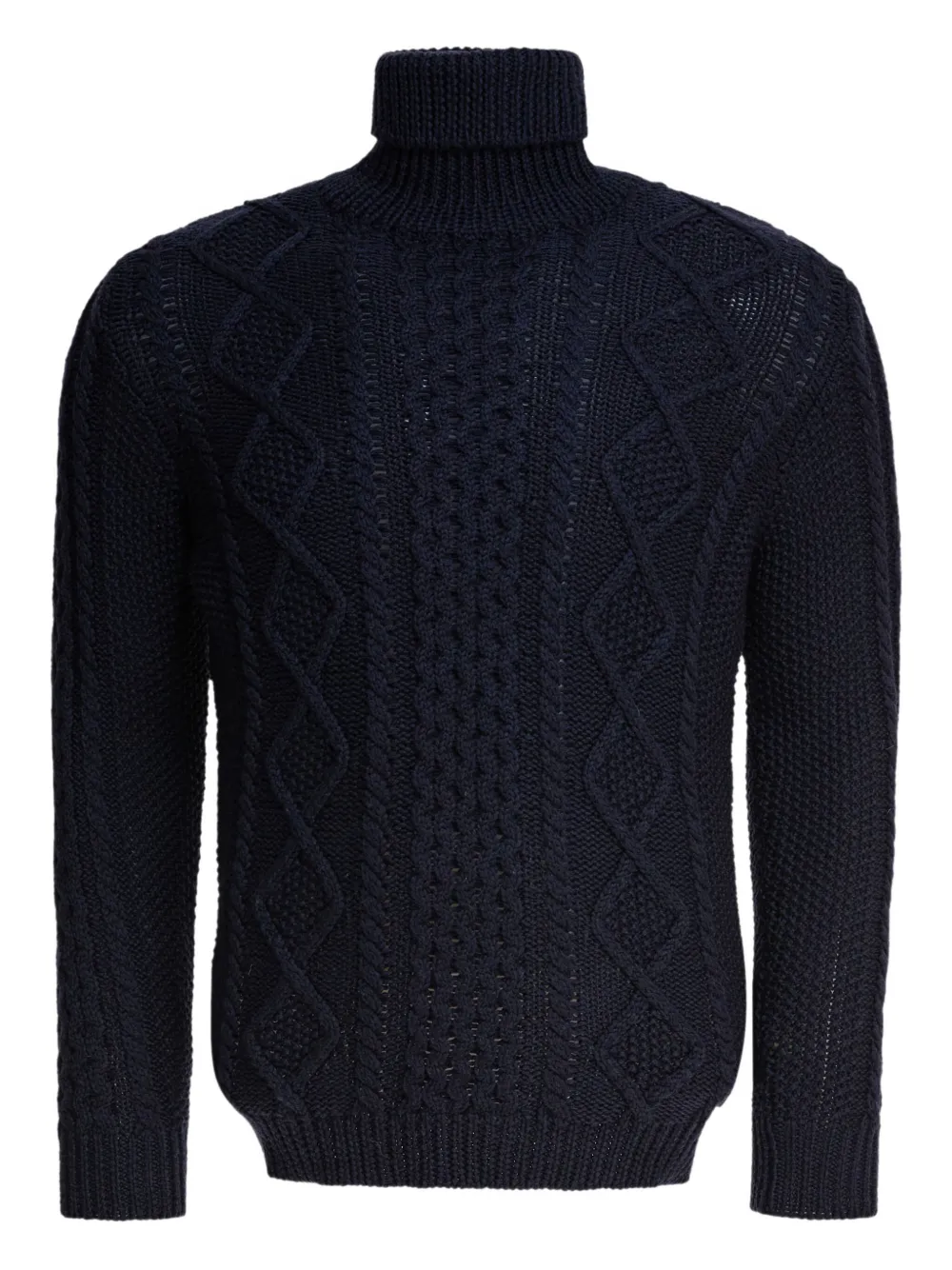roll-neck cable-knit sweater