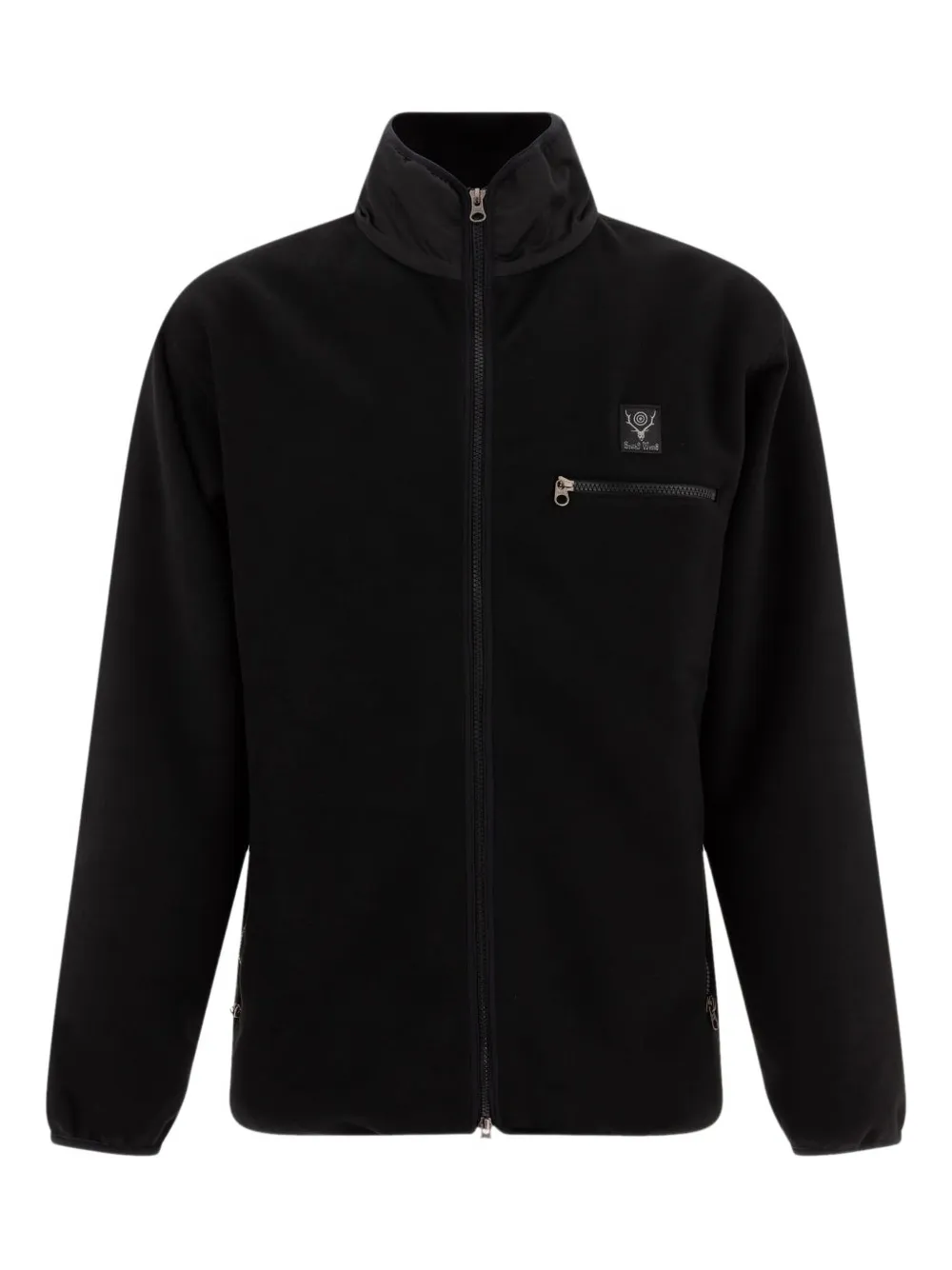 SOUTH2 WEST8 logo-patch zip-front fleece jacket Zwart
