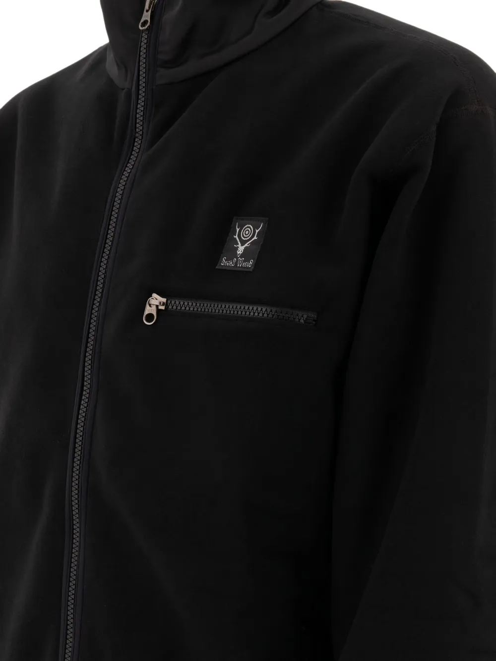 SOUTH2 WEST8 logo-patch zip-front fleece jacket Zwart