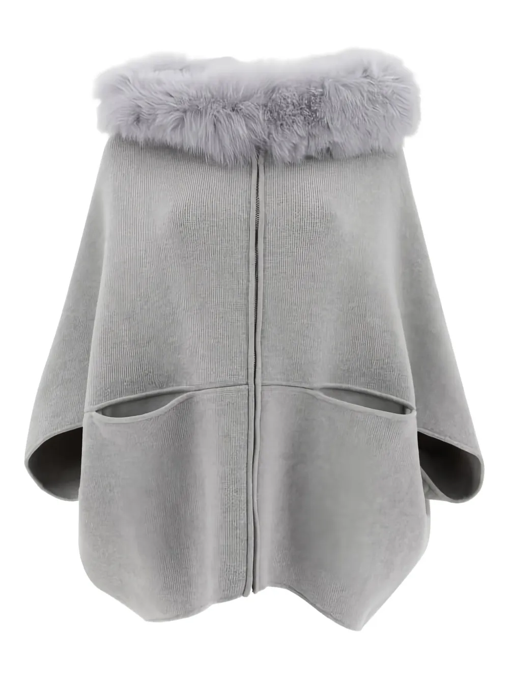 GIOVI fur-trimmed zip-front cape | Grey | Image 1