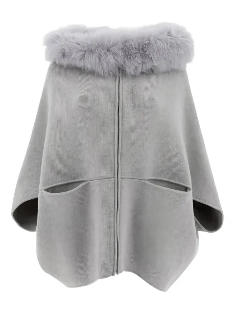GIOVI fur-trimmed zip-front cape