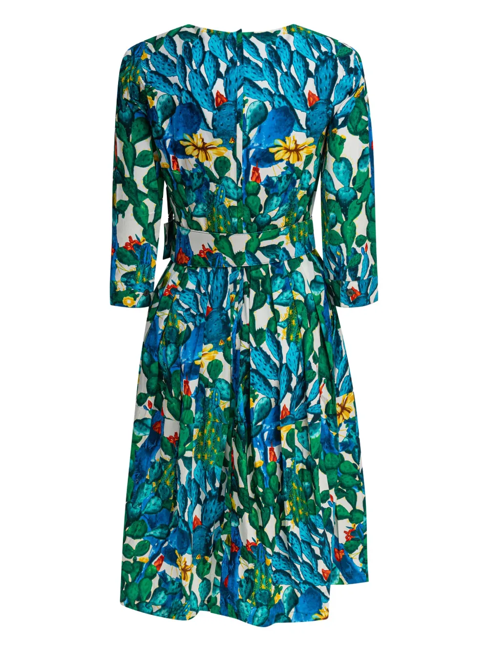 Samantha Sung Rachel cactus-print belted midi dress - Groen