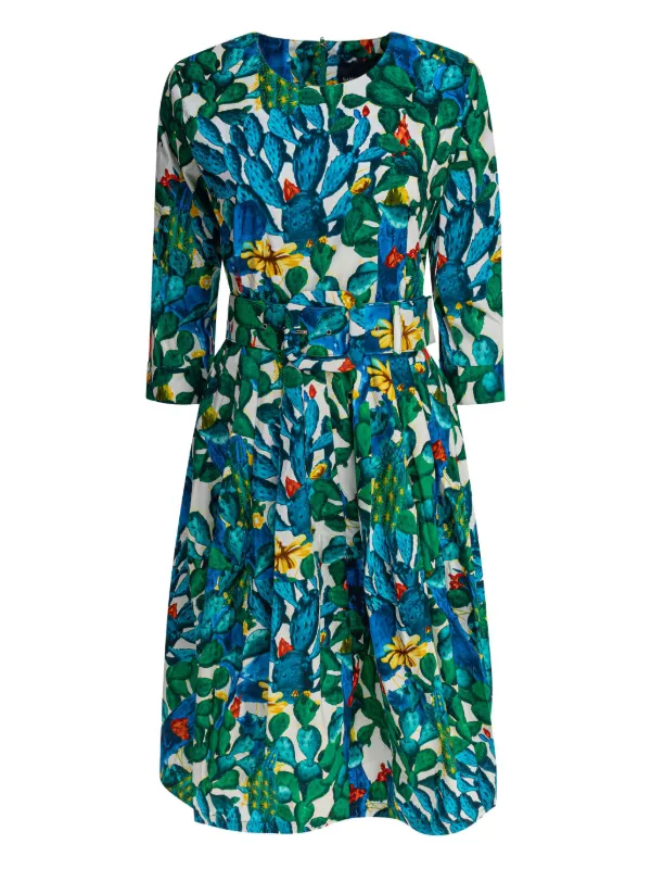 Samantha Sung Rachel Midikleid Mit Kaktus-Print | Blau | FARFETCH AT