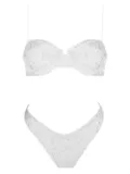 Sand embroidered underwire-cup bikini - White