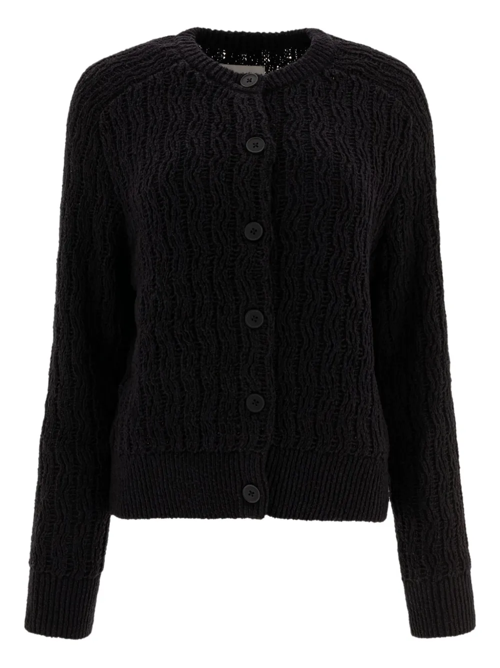 Loulou Sean textured button cardigan Zwart