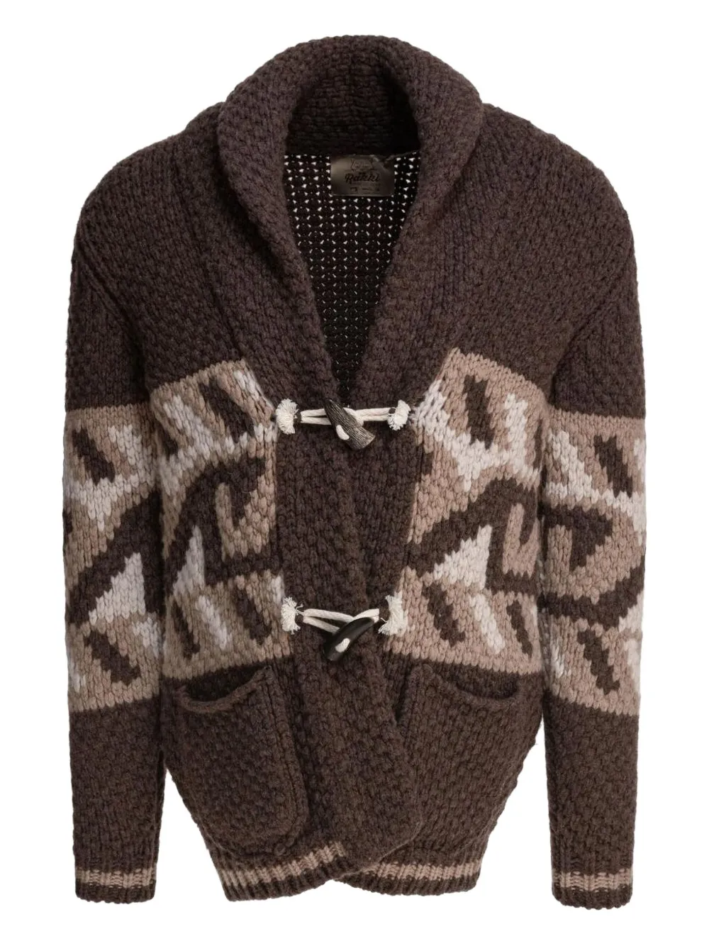 RAKKI shawl-collar patterned cardigan | Brown | Image 1