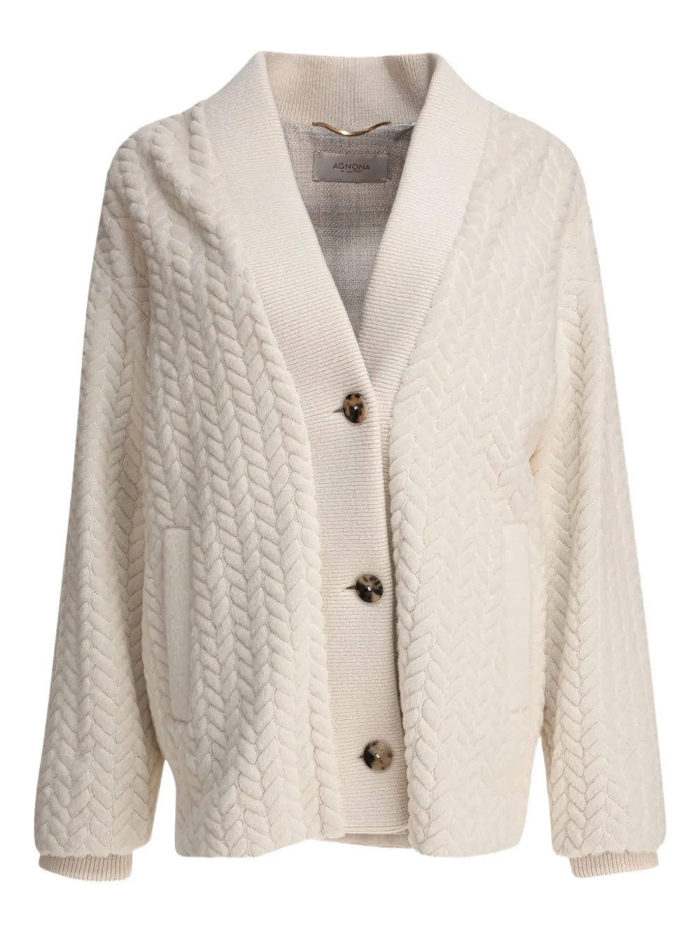 Agnona Cable-knit Button Cardigan In Neutral
