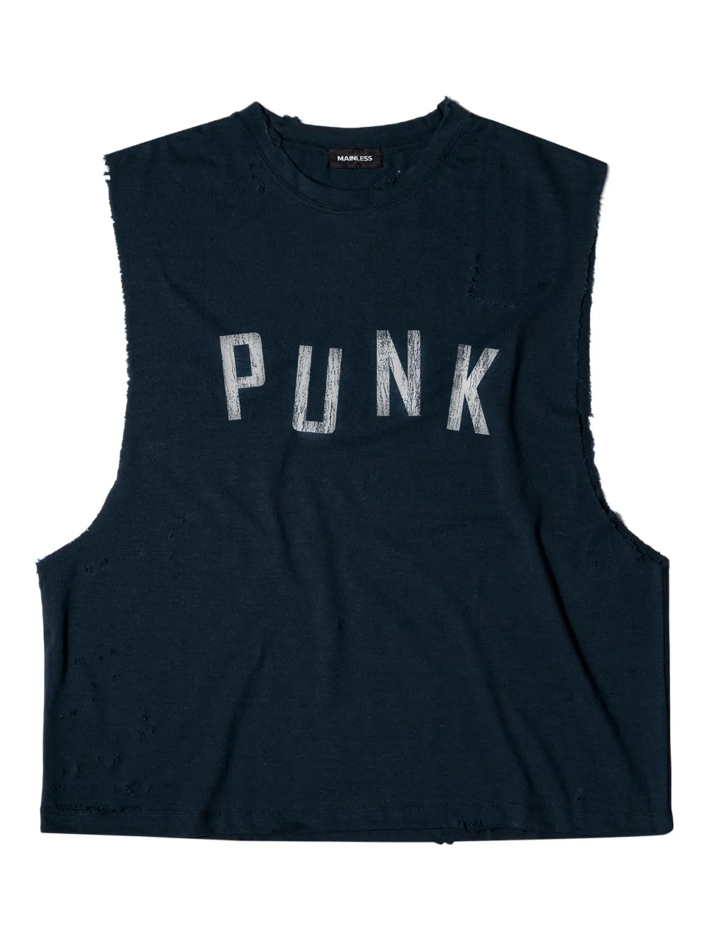 Mainless distressed sleeveless top | Blue | Image 1