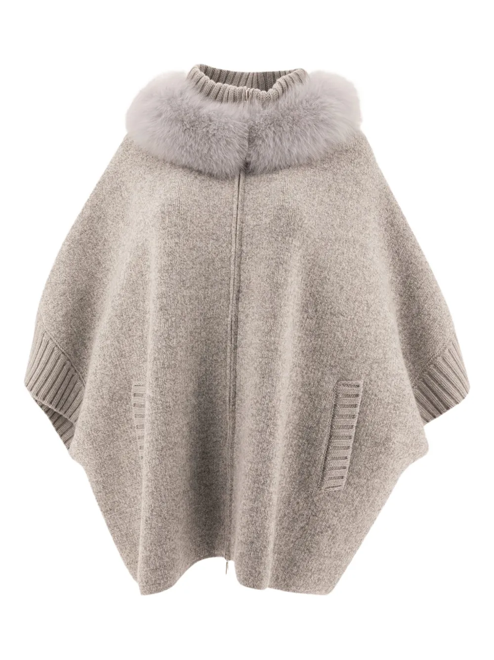 Giovi Wool And Cashmere Poncho For Women In Gray