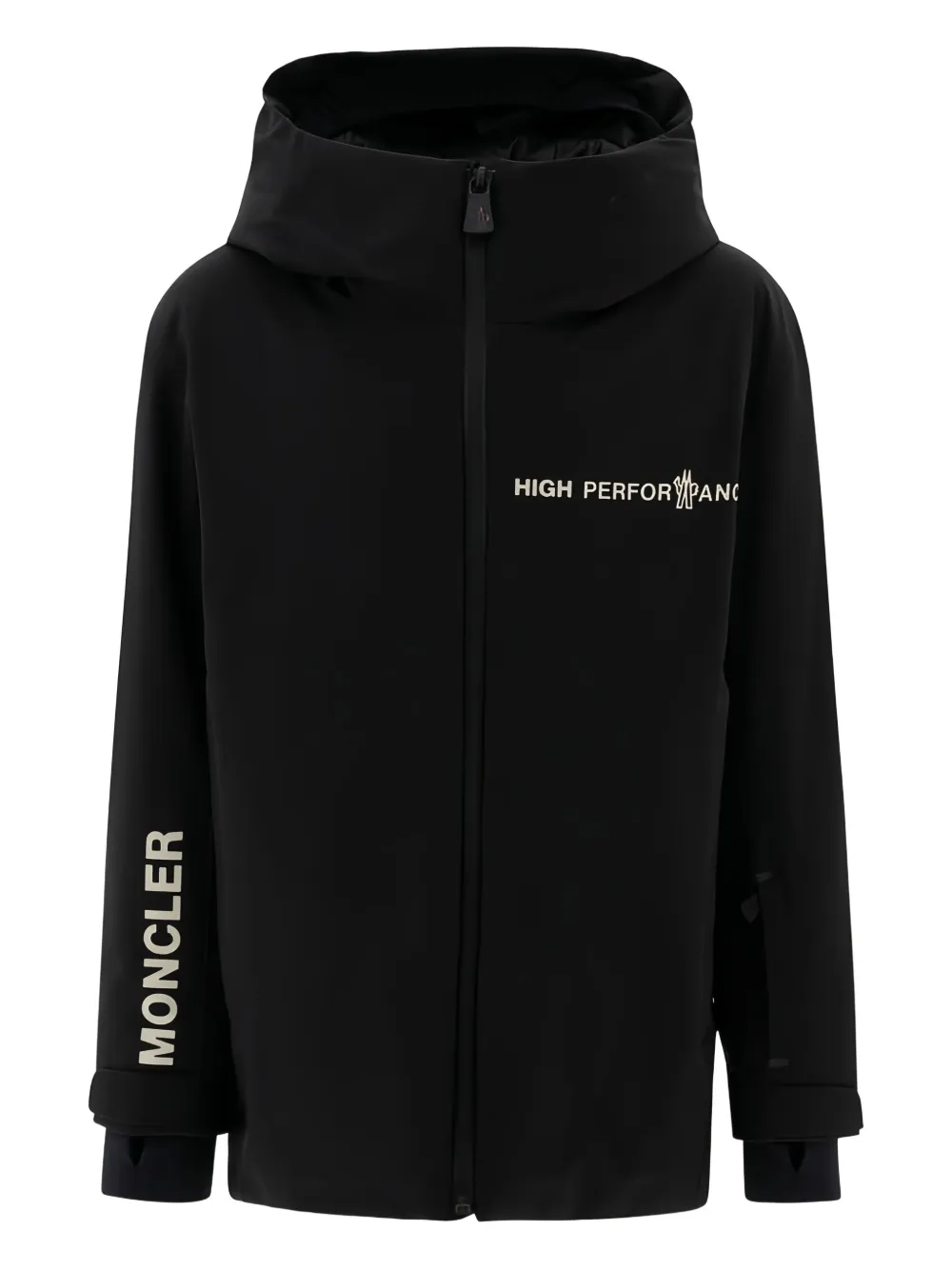 Moncler Enfant Grenoble logo-embroidered jacket Zwart