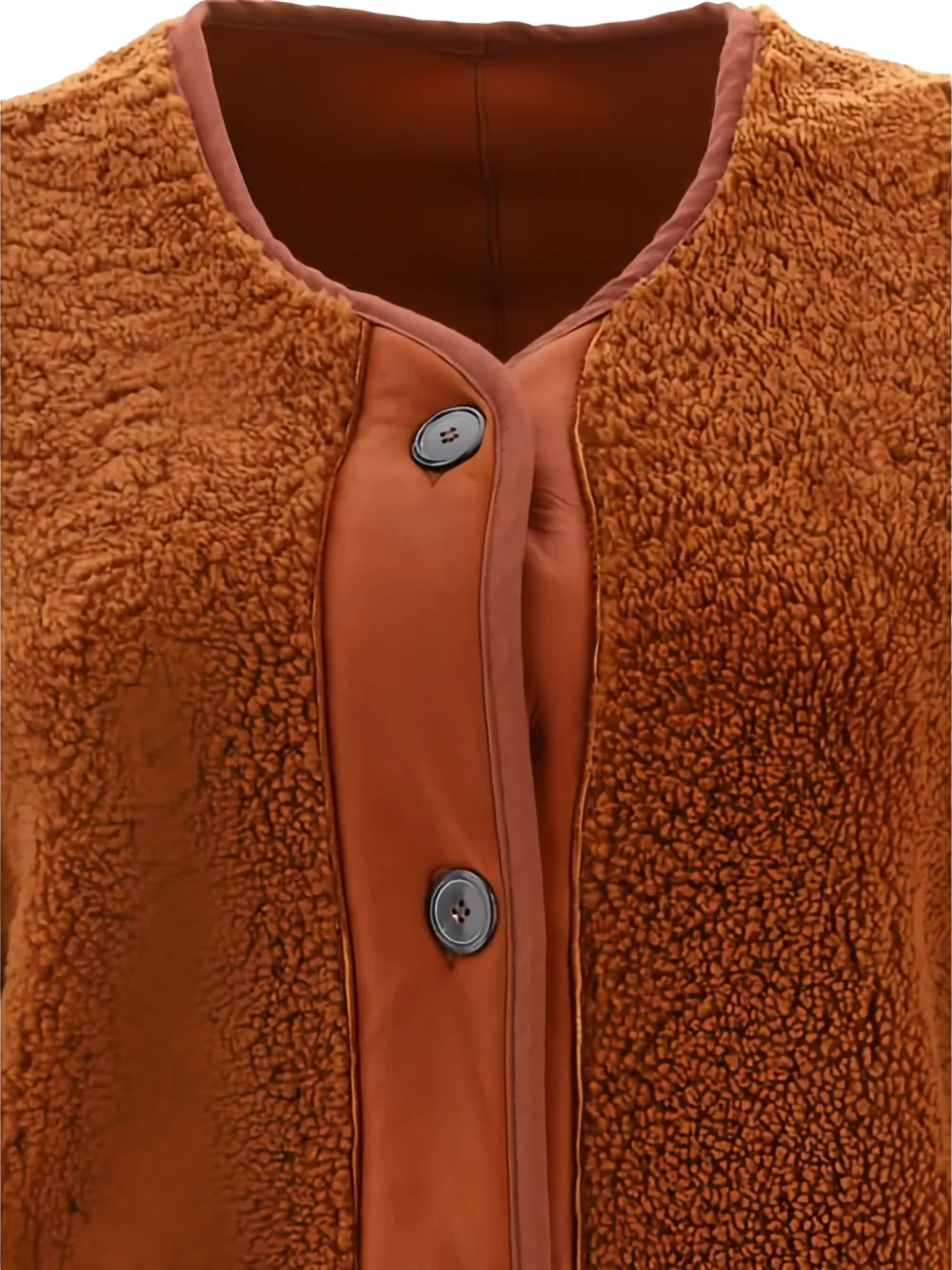 GIOVI button-fastening shearling jacket Bruin