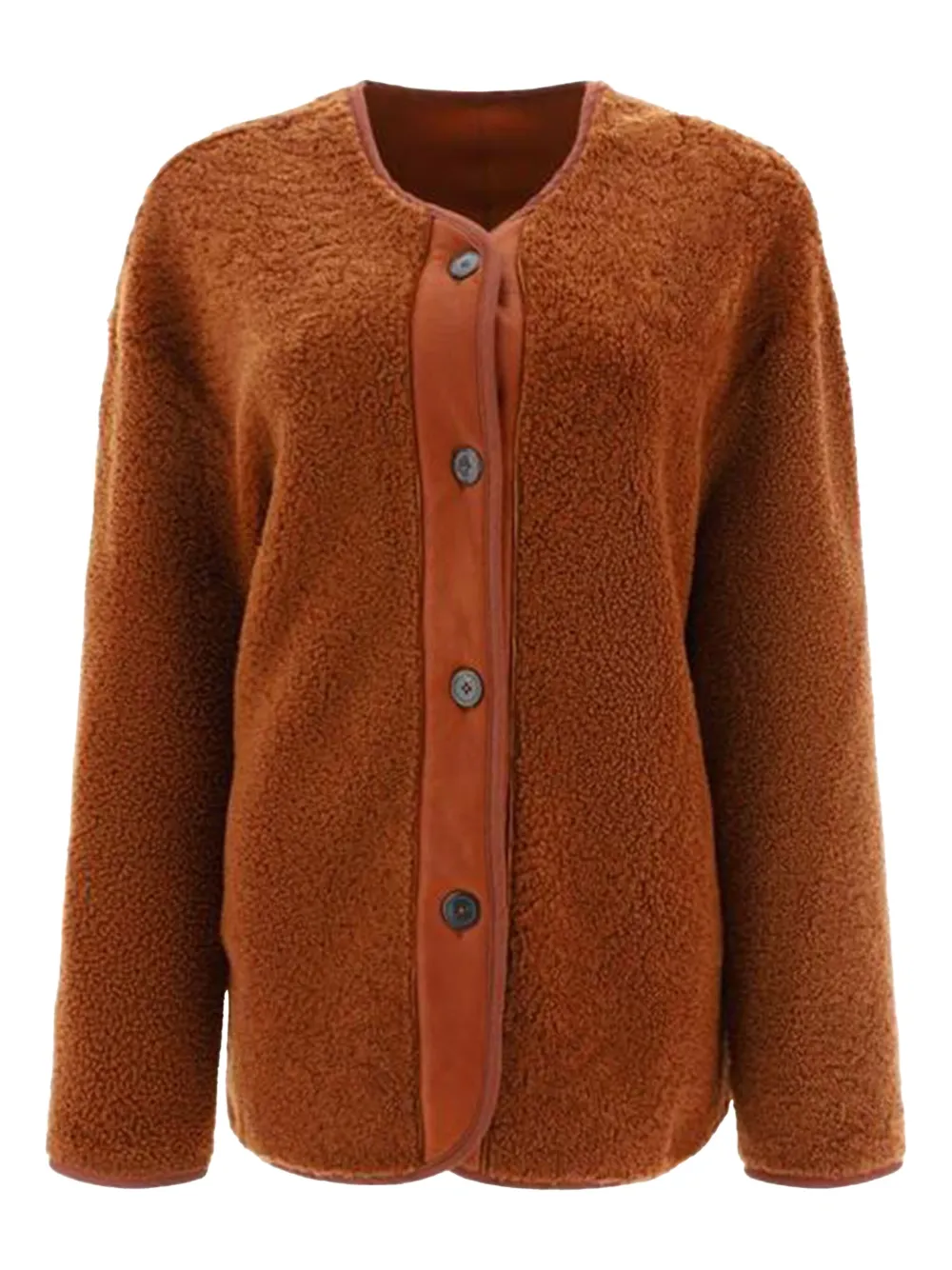button-fastening shearling jacket