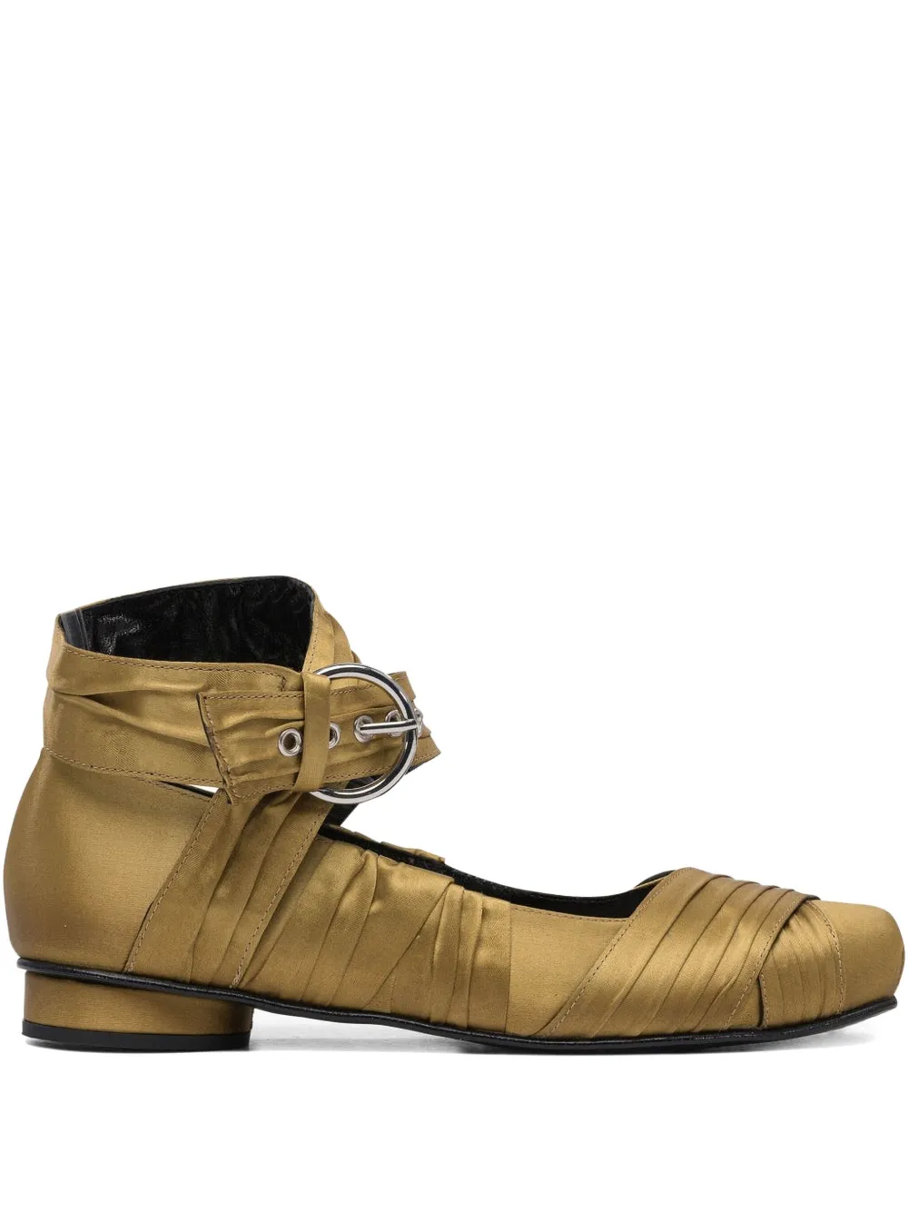 Alohas Volant Pleated Buckle Ballet Flats