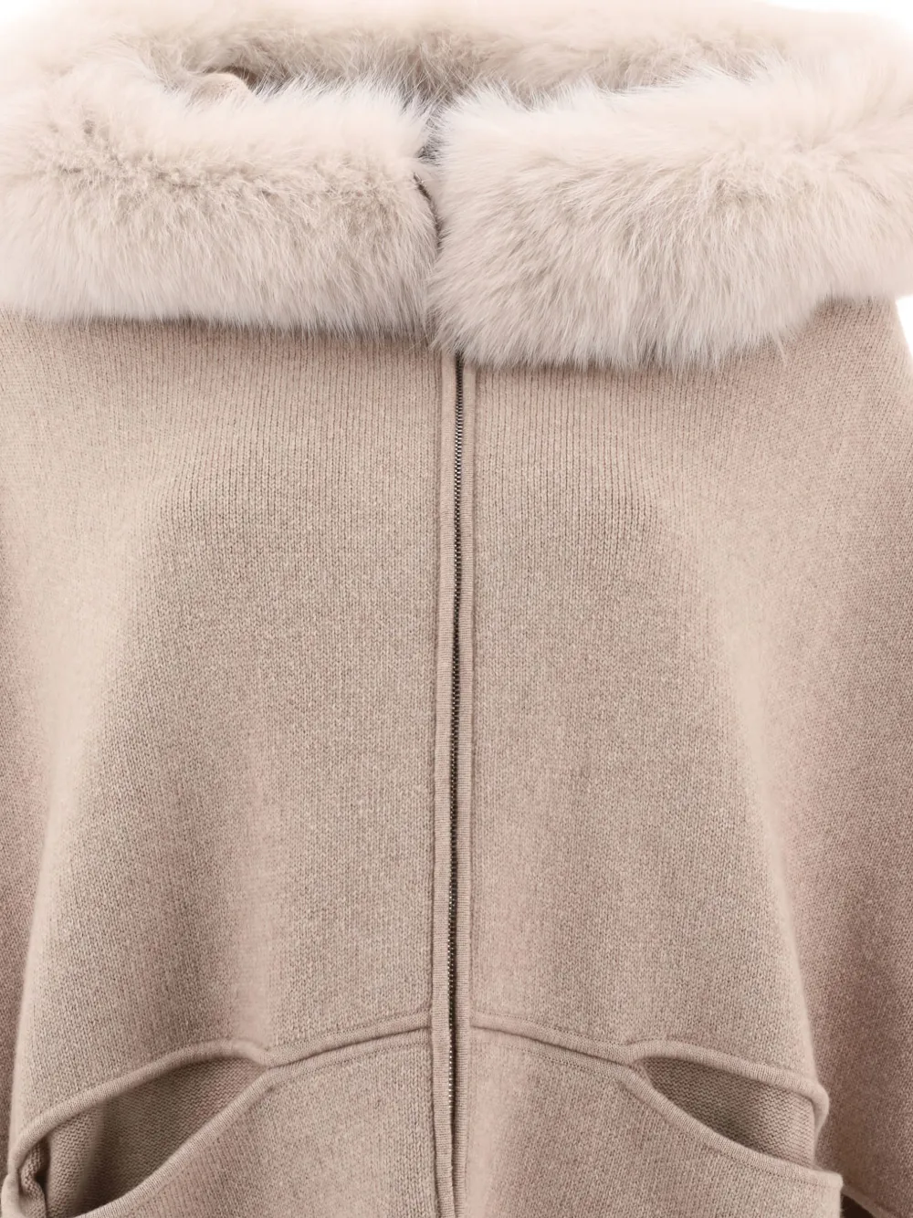 Giovi Fur-trimmed Cape In Neutral