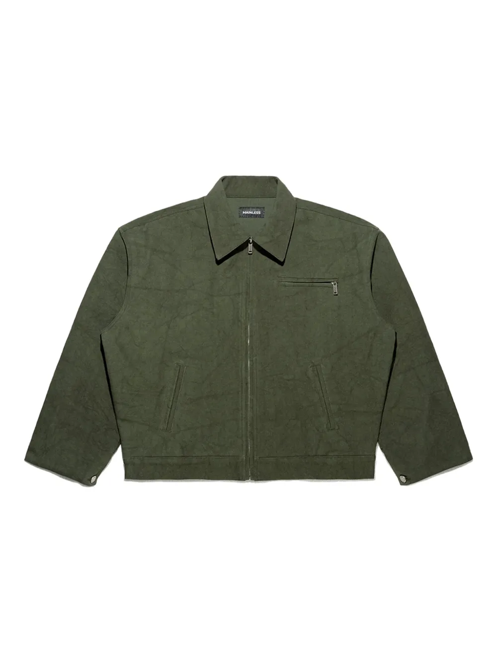 Mainless zip-up collared jacket | Green | Image 1