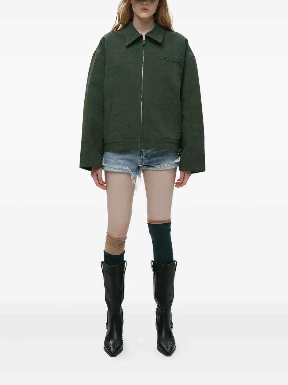 Mainless zip-up collared jacket | Cropped Jackets | Image 2