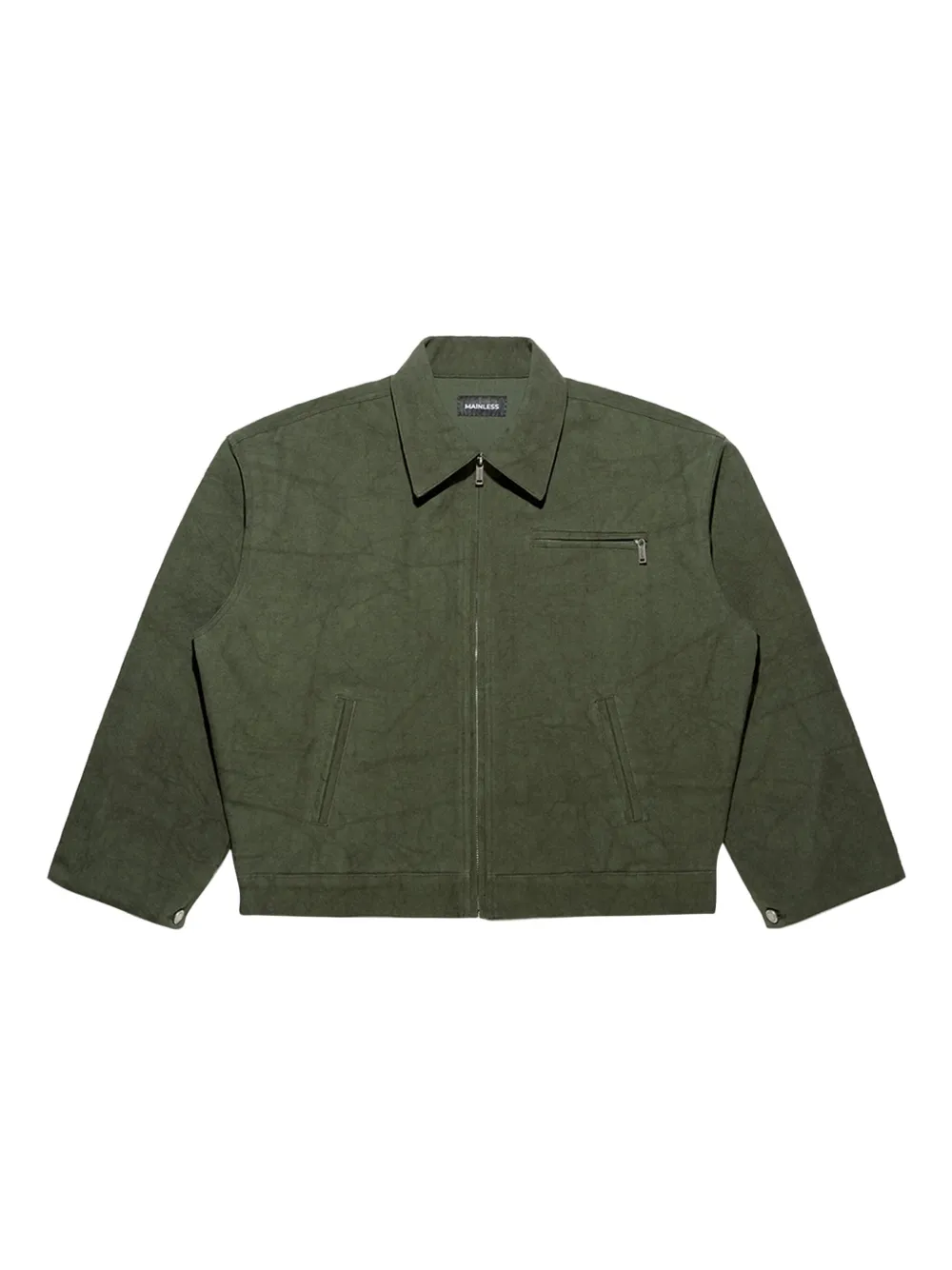 Mainless zip-up collared jacket | Green | Image 1