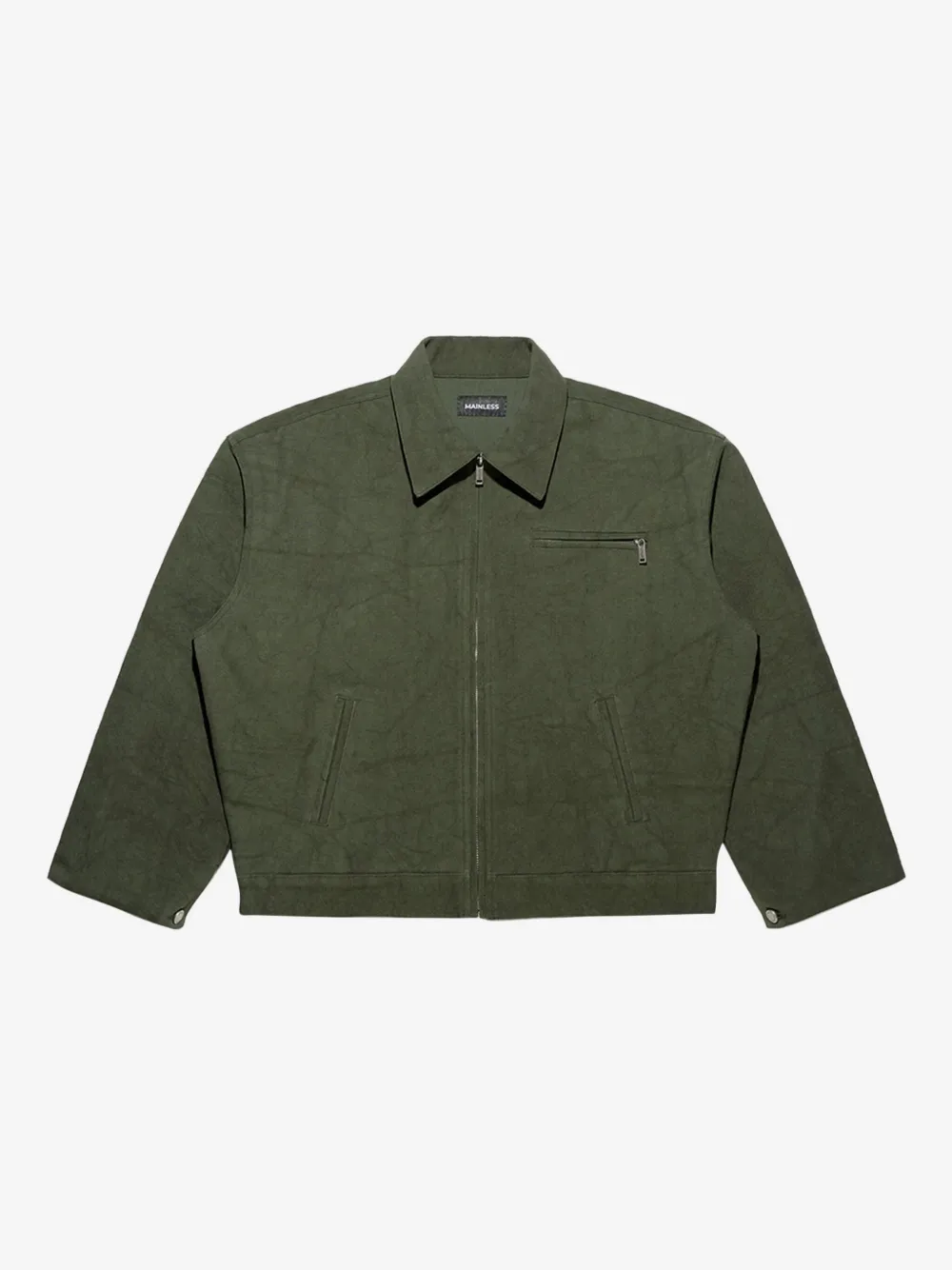 Mainless zip-up collared jacket | Green | Image 1