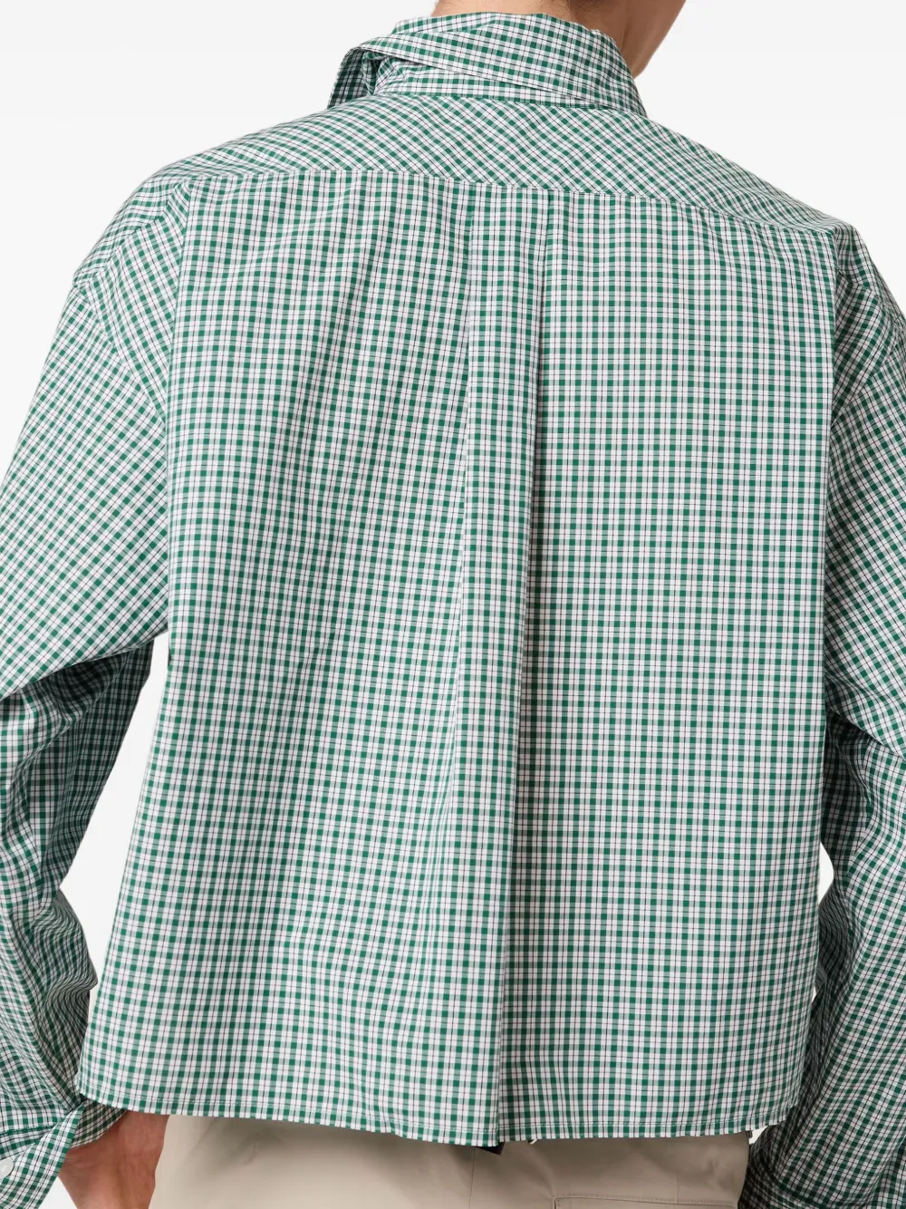Miu Gingham-check cropped shirt Groen