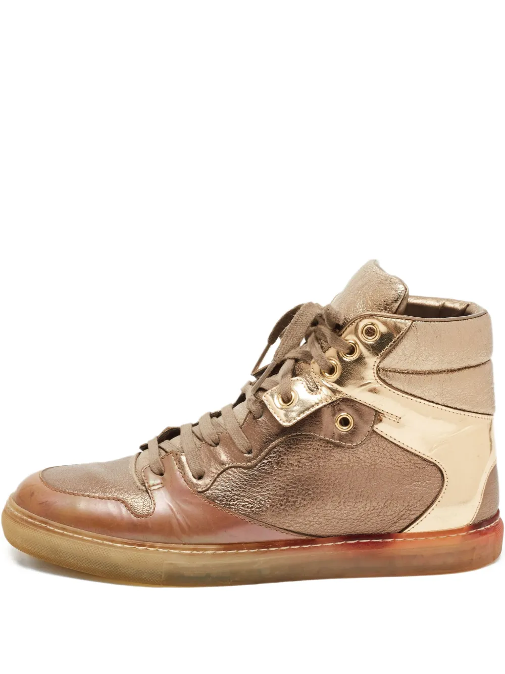 Balenciaga Pre-Owned metallic leather high-top sneakers | Gold | Image 1