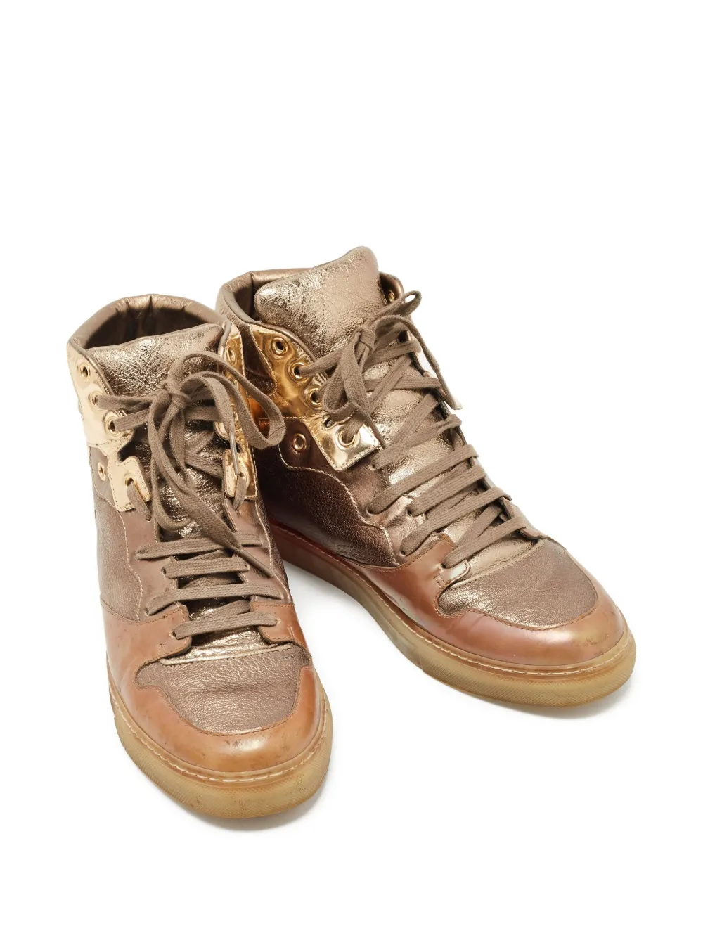 Balenciaga Pre-Owned metallic leather high-top sneakers | Image 2