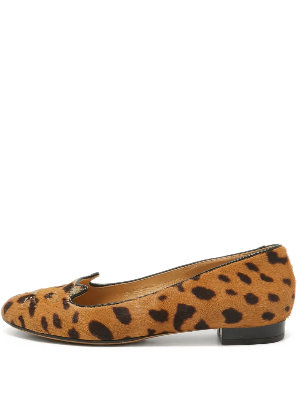 Pre-owned Charlotte Olympia  Kitty Leopard-print Ballet Flats